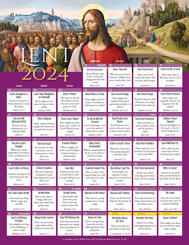 Lent Calendar 2024 For Kids Reeba Catlaina